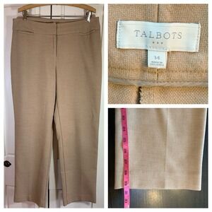 Talbots Straight‎ Leg Pants Tan Khaki Color Womens Size 14 Career Church Preppy